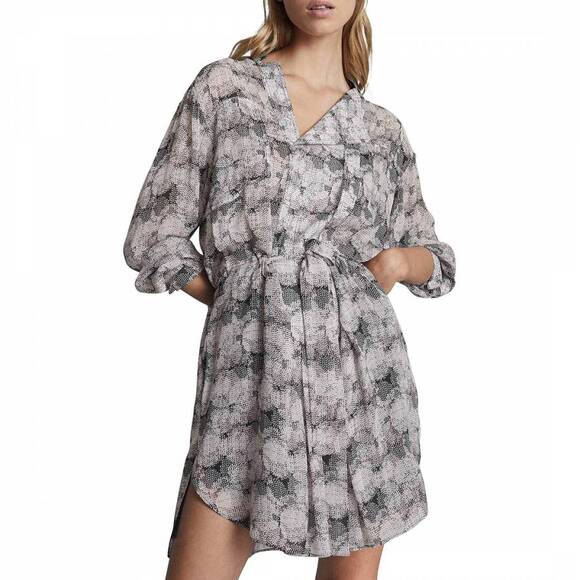 Reiss Alice Abstract Print Women's Button Down Belted Mini Dress Size 14 NWT - Picture 2 of 11